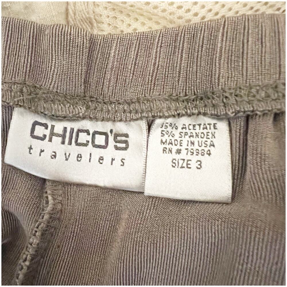 Chico’s Travelers Cropped Cargo Pants Liquid Knit Slinky Size 3/Large Pull On - Picture 6 of 7
